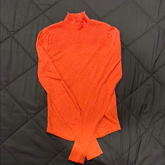 Free People Women's Orange Smocked Top - Picture 4 of 7